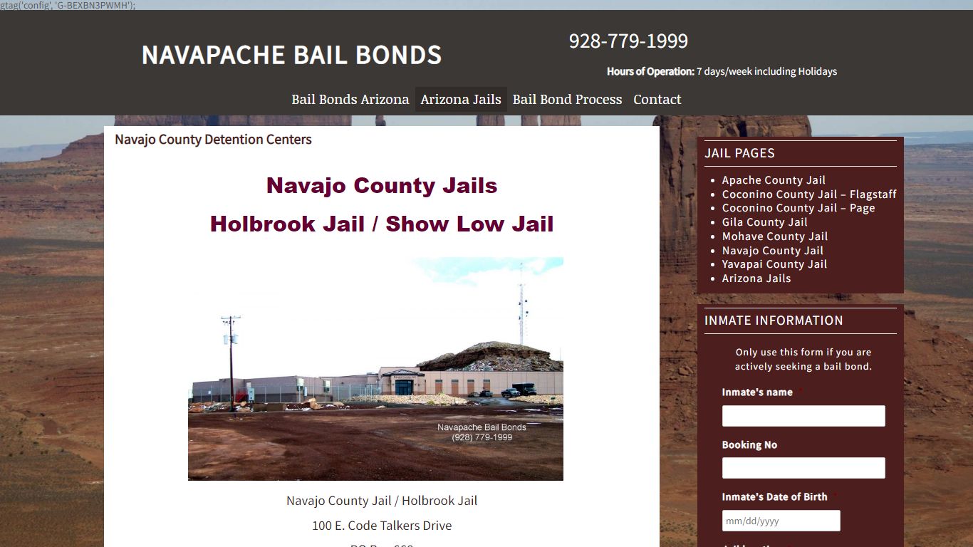 Navajo County Jail Inmate Information - Holbrook Jail ...